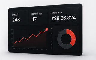 Owner dashboard with leads, bookings and revenue